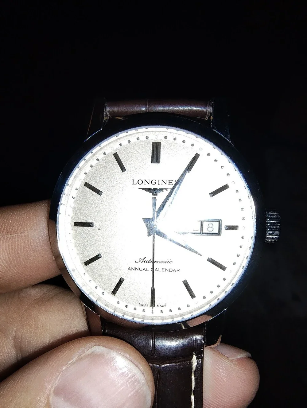 Longines Men's 1832 Heritage Beige Dial Watch with Brown Leather Strap 40mm